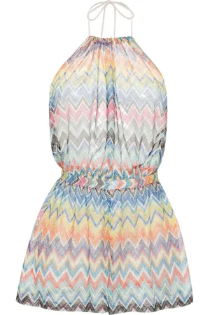 Missoni Zigzag-woven halterneck beach playsuit