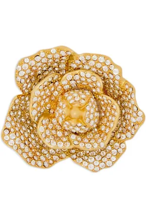 Oscar de la Renta Gardenia pavé-setting brooch