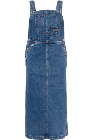 Chocoolate Logo-embroidered cotton dungaree dress