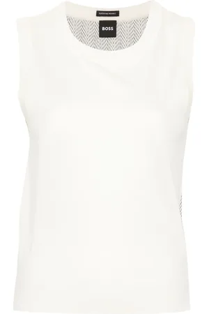 HUGO BOSS Abstract pattern-detail sleeveless knitted top