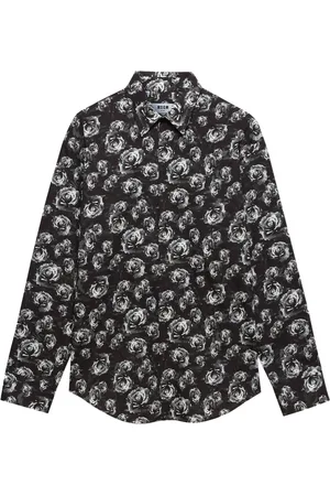 Msgm Pixelated rose print shirt