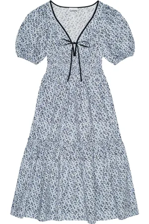 Ganni Printed V-neck midi dress