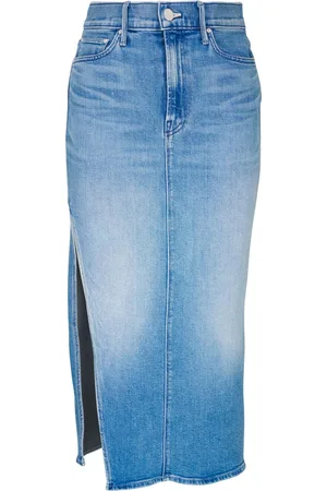 Mother High-rise denim midi skirt