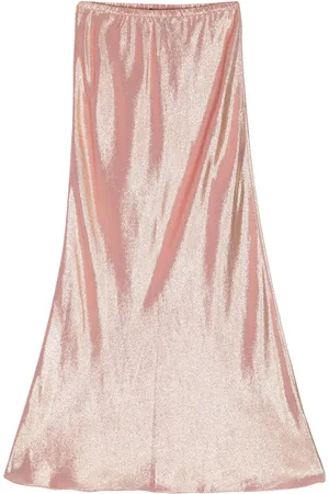 Cynthia Rowley Lam??-effect maxi silk skirt