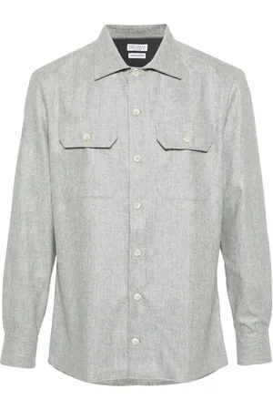 Brunello Cucinelli Mélange-effect wool shirt