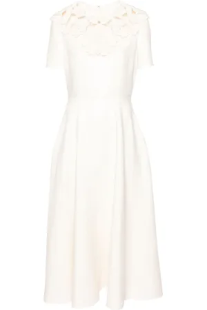 VALENTINO GARAVANI Cut-out floral-detail midi dress