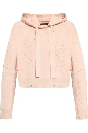 AMIRI Distressed effect cropped drawstring hoodie