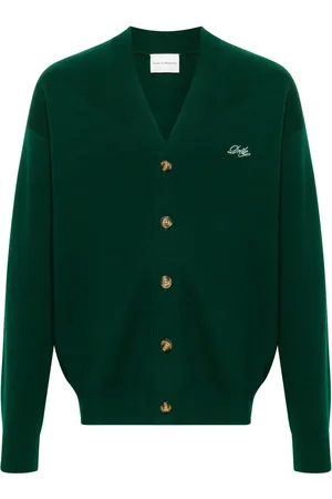 Drôle de Monsieur Embroidered-logo knitted cardigan