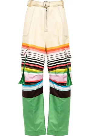 Christopher John Rogers Striped cotton cargo trousers