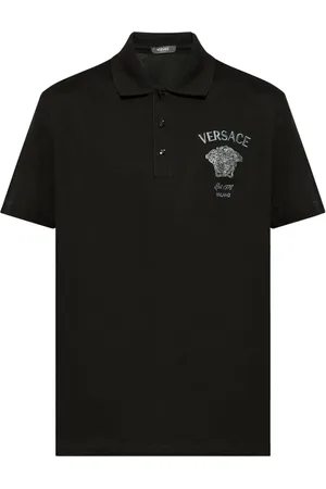 VERSACE Medusa Head-embroidered cotton polo shirt