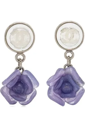CHANEL 2001s camelia flower-pendant drop earrings