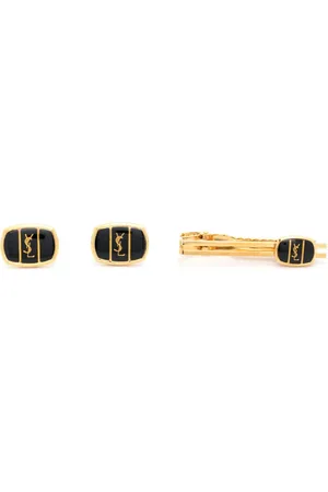 Saint Laurent 1980s Cassandre-logo cufflinks and tie clip set