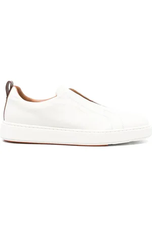 santoni Logo-print leather sneakers