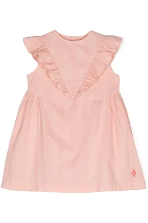 The Animals Observatory Ruffle-trim striped cotton dress
