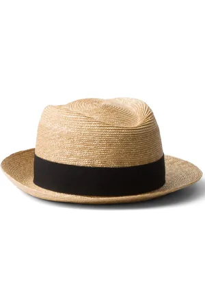 Prada Triangle-logo woven raffia hat