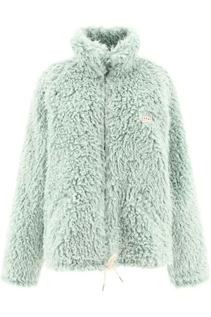 Marni Logo-appliqué faux-fur jacket