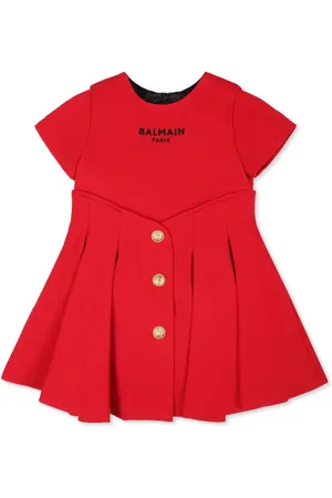 Balmain Logo-embroidered pleated dress and shorties set