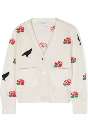 Thom Browne Raven And Roses intarsia-knit cardigan