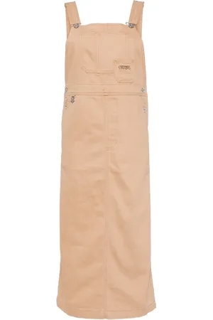 Chocoolate Logo-embroidered cotton dungaree dress