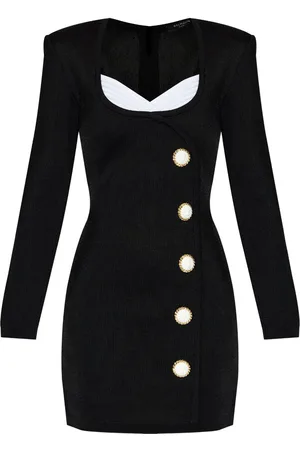 Balmain Button-embellishment knitted mini dress