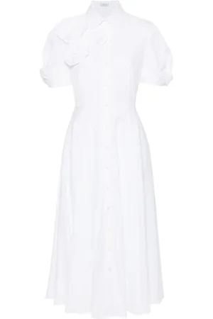 Erdem Rose-appliqué midi shirt dress