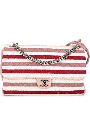 CHANEL 2019 Maxi Stripe Jersey Felt and Rope Flap satchel