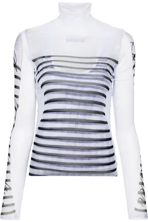 Jean Paul Gaultier Mesh-design striped T-shirt