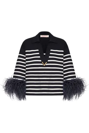 VALENTINO GARAVANI VGold feather-trim jumper