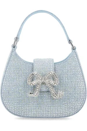 Self-Portrait Rhinestone Denim Cresct bag
