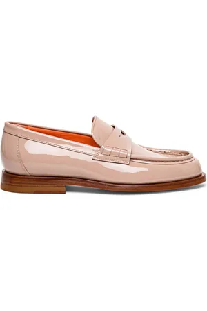santoni Leather penny loafers