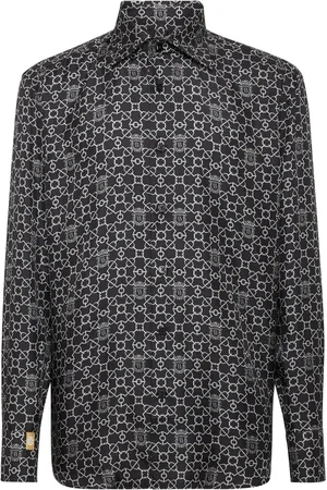 BILLIONAIRE All-Over Pint Logo Silk Shirt