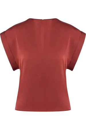 Serafini Cap-sleeve satin blouse