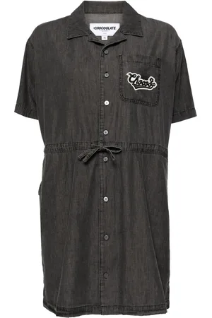 Chocoolate Logo-appliqu?? denim shirtdress
