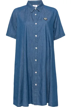 Chocoolate Logo-patch denim shirt dress