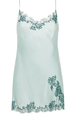 CARINE GILSON Lace-trim silk slip dress