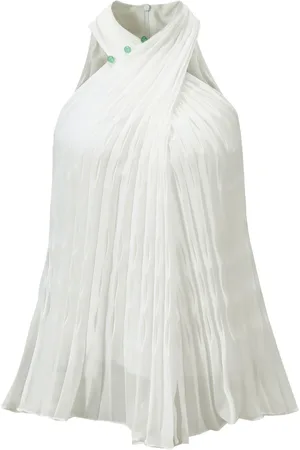 SHANGHAI TANG Crossover-collar pleated top