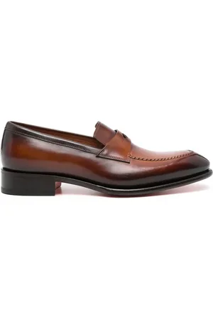 santoni Penny-slot leather loafers