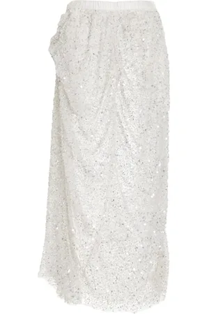 Diotima Semi-sheer sequinned high-waist skirt