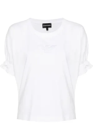 Emporio Armani Logo-embroidered elasticated-cuffs T-shirt