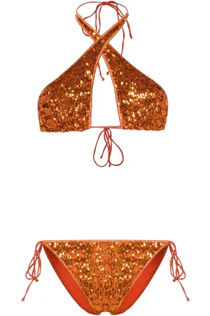 Oseree Sequin-embellished halterneck bikini