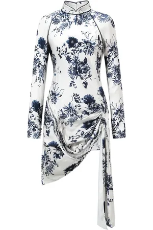 SHANGHAI TANG Tang draped floral-print dress