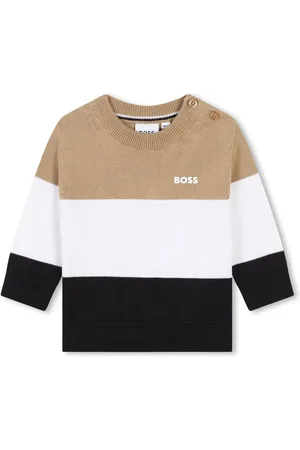 HUGO BOSS Logo-embroidered colourblock jumper
