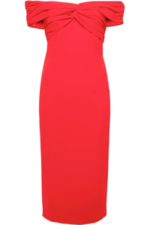 Self-Portrait Off-shoulder crepe midi dress