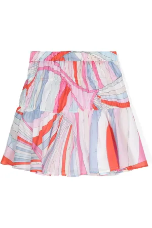 PUCCI Junior Marmo-print cotton flared skirt