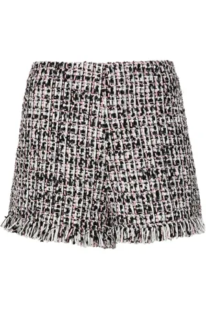 Self-Portrait Tweed fringed shorts