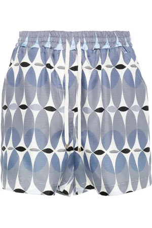 LORENA ANTONIAZZI Graphic-print silk shorts