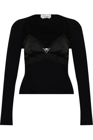 BLUMARINE Lace-panel knitted top