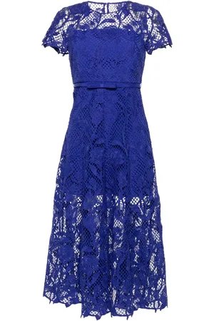 Self-Portrait Floral-lace belted midi dress