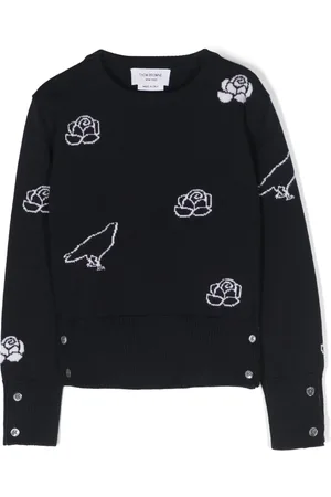 Thom Browne Raven And Roses intarsia-knit jumper