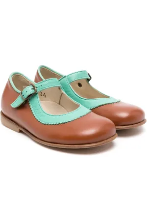 PèPè Contrasting-trim leather ballerina shoes